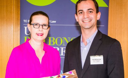 Conference presenter William Lee, with law school dean Professor Sarah Derrington 