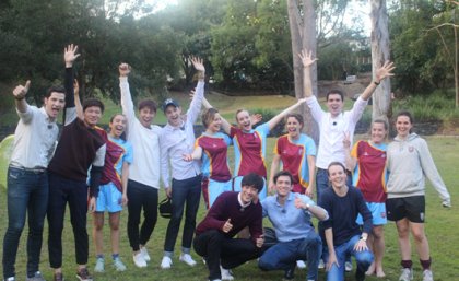 Abnormal Summit cast and the UQFC female soccer team after the match.