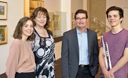 (l to r) Sarah Bradley, Professor Patricia Pollett, Dr Campbell Gray, Curtis Scibilia