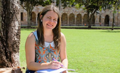 Amy Norman enjoying university life after winning a UQ Vice-Chancellor's scholarship early this year.