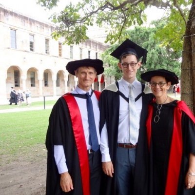 Max, with his parents Professor Peter Koopman and Associate Professor Carol Wicking.