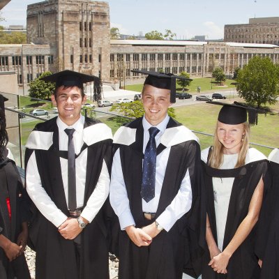 UQ Young Achiever graduates Sarah Oyet, Andrew Luck, Tim Seng, Alisha Vogler and Emily Brown