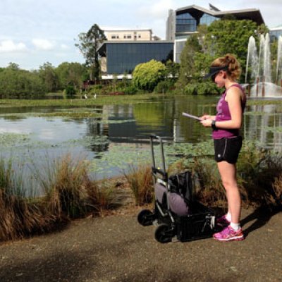 Civil Engineering students Charlotte Caulfield is monitoring water quality.