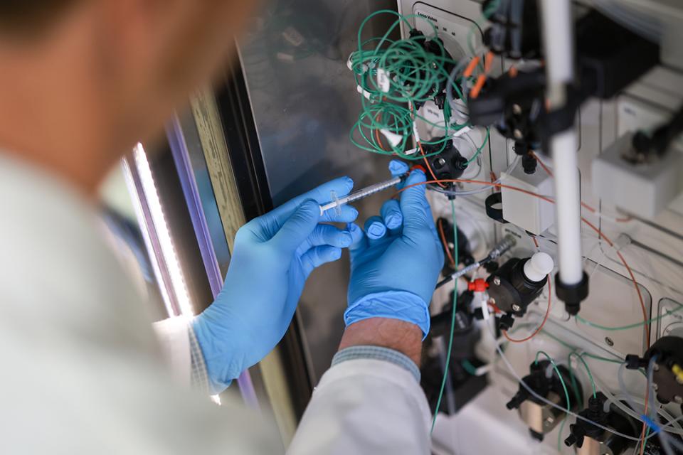 A close-up image of the vaccine technology.