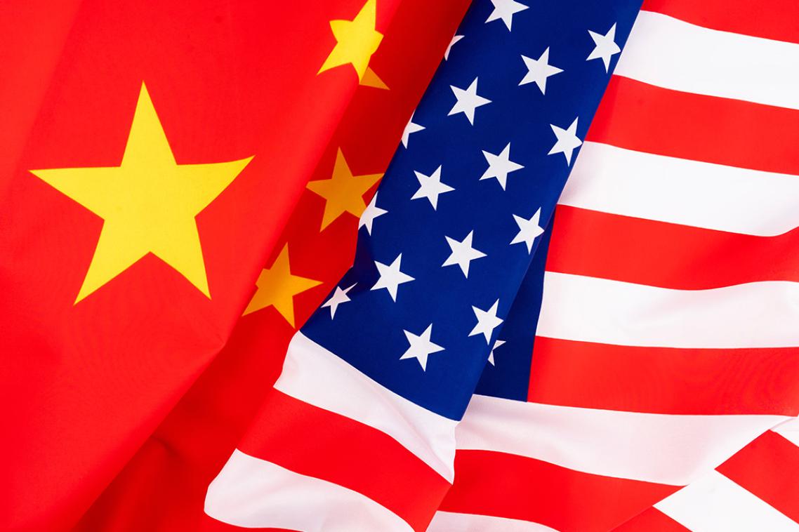 A graphic showing the flags of China and USA side by side.