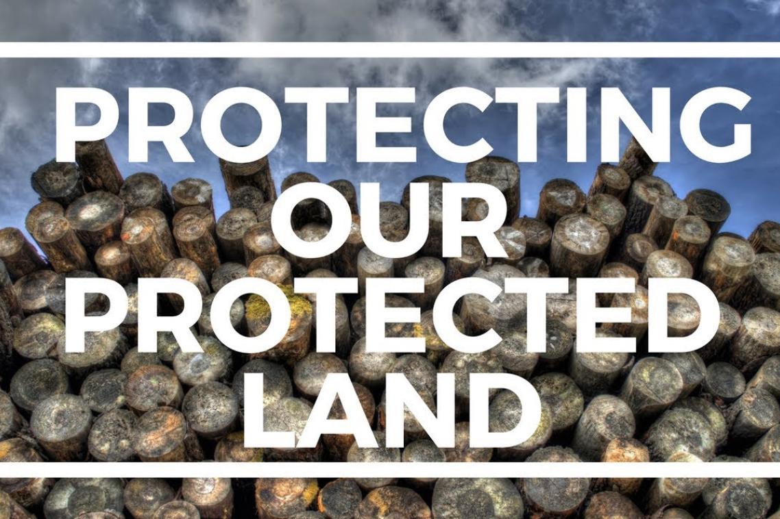 Title card for 'Protecting our protected land'