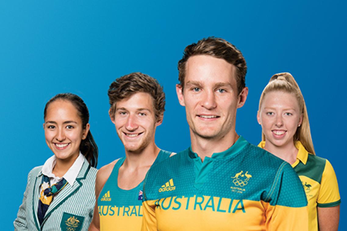 L-R: Cristina Sheehan (Synchronised Swimming), Liam Adcock (Athletics), Con Foley (Rugby Union), Lakeisha Patterson (Swimming)