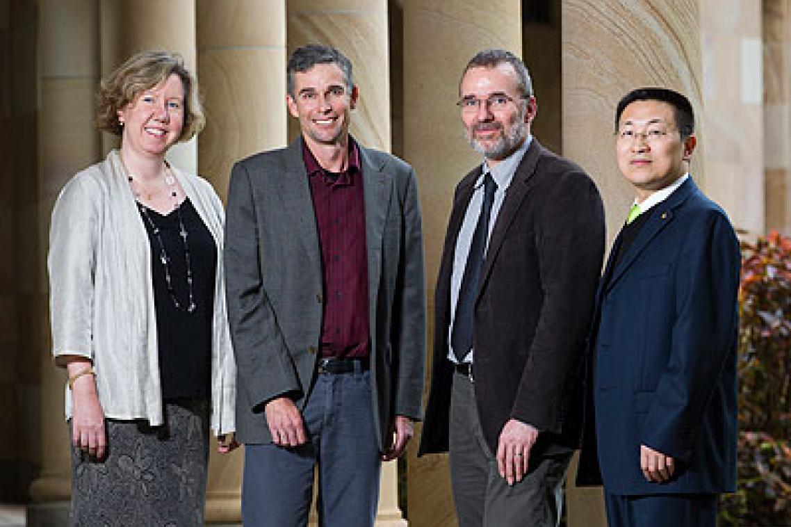 The winners of the UQ Foundation Excellence in Research Higher Degree Supervision awards. From Left: Associate Professor Melissa Brown, Professor Ian Godwin, Professor Ottmar Lipp and Professor Zhiguo Yuan.