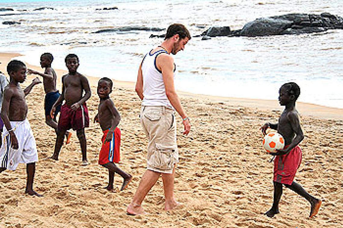 Playing football in Ghana