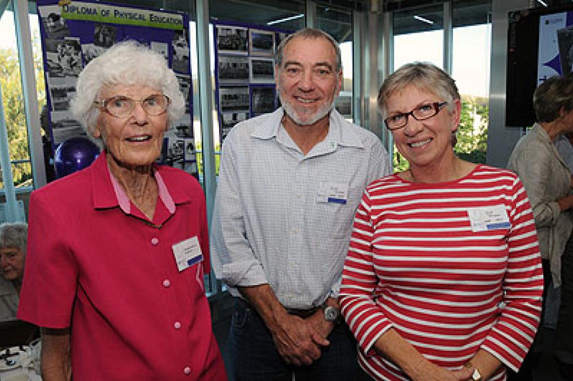 Three of UQ's first physical education graduates Margaret Martin, Clive Dixon and Sue Dixon.
