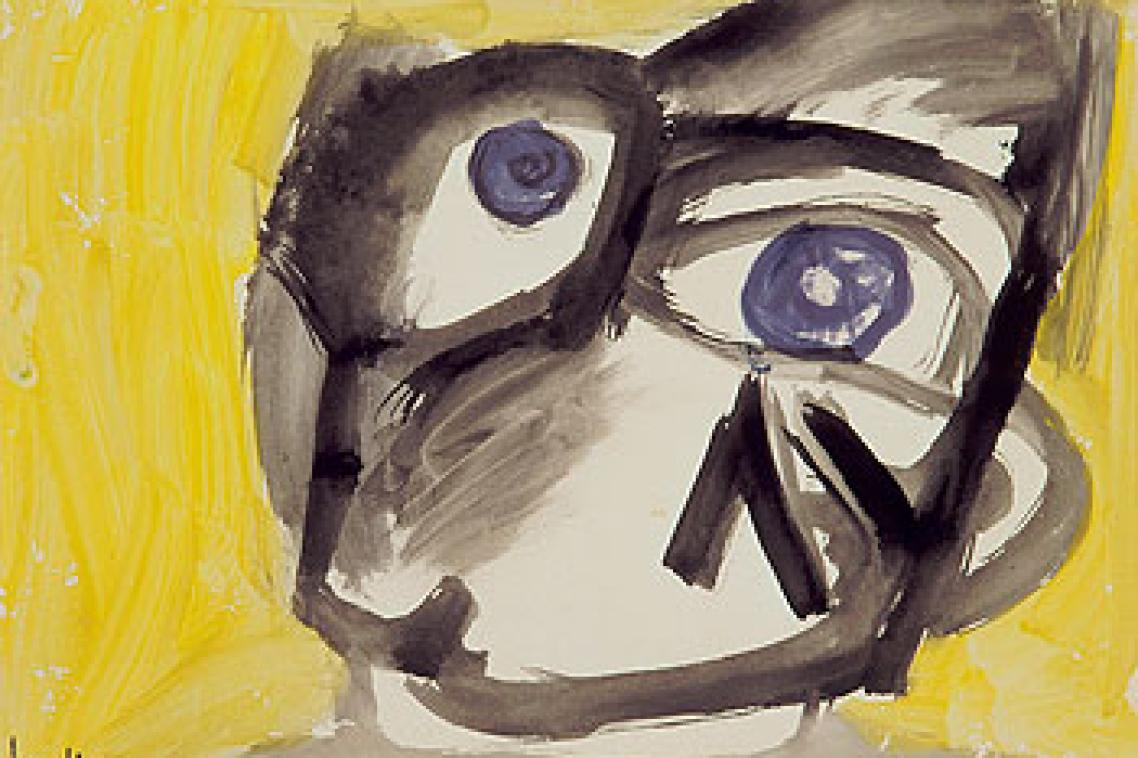 "Face (with yellow background)" c.1947 by Joy Hester