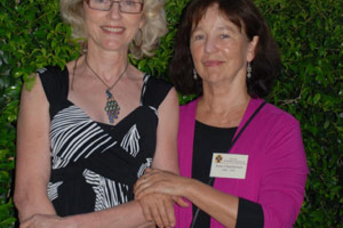 Two of the first female students at Gatton, Tessa Piagno and Anne Chamberlain returned to the campus for the Back to College Weekend.