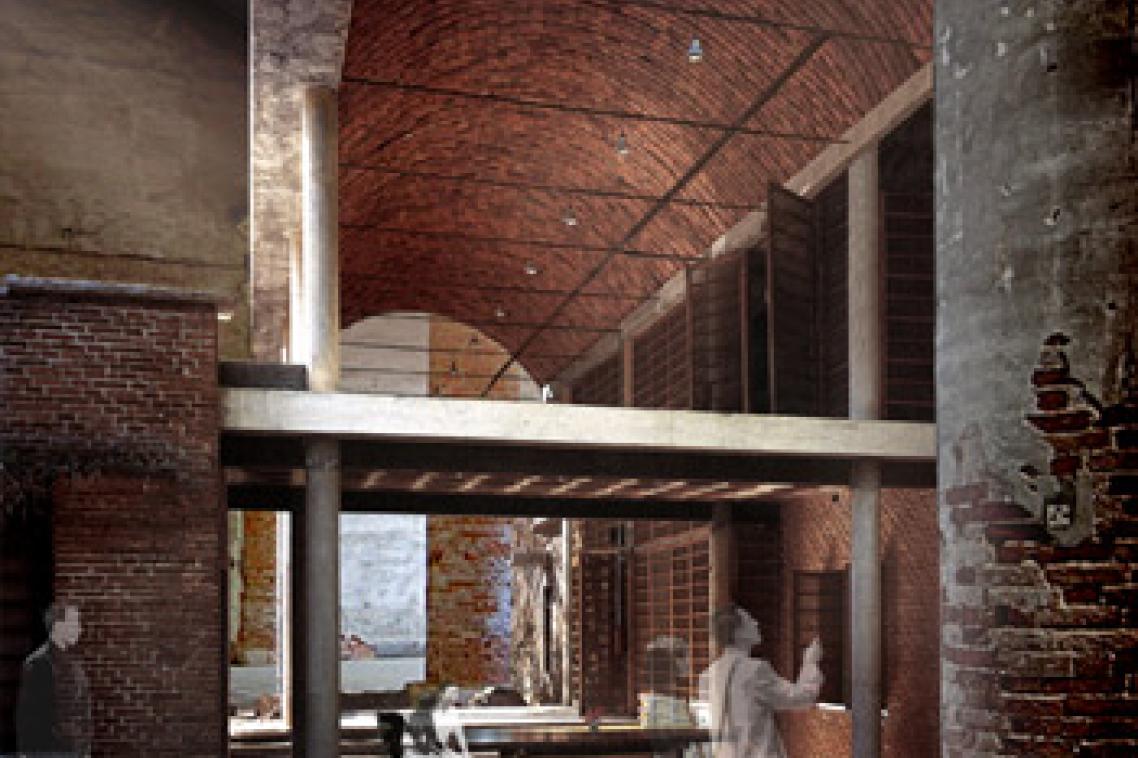 An artist's representation of the Wall House.