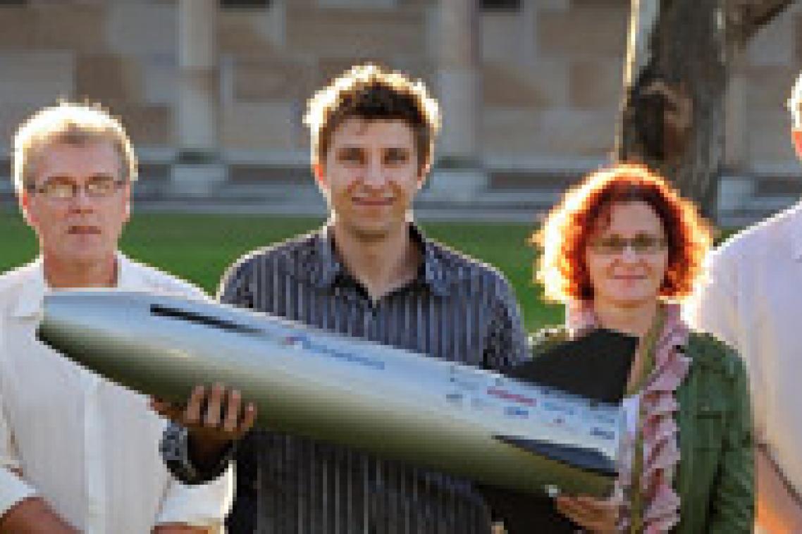 The SCRAMSPACE team and scramjet (half-scale rapid prototype)