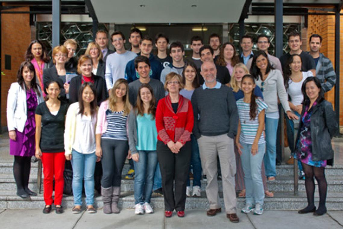 Centre: Dr Anna Ciccarelli Deputy Vice-Chancellor and Vice-President (International) and Professor Joe Diniz da Costa from the School of Chemical Engineering with students and staff during the Science without Borders morning tea.