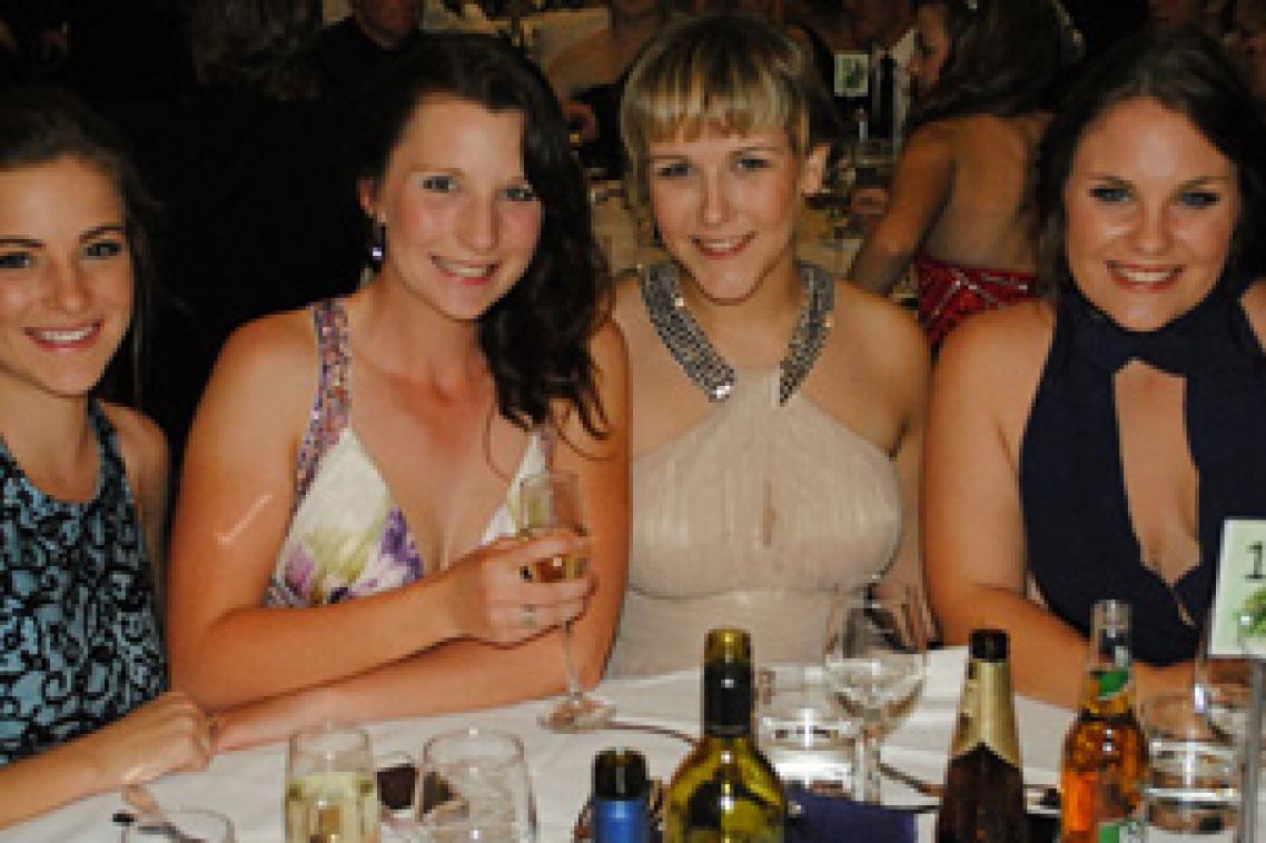 Tiffany Loudon, Nicala Shutt, Kitty Emerson and Laura Carman enjoy the annual UQ Gatton Student Association Ball.