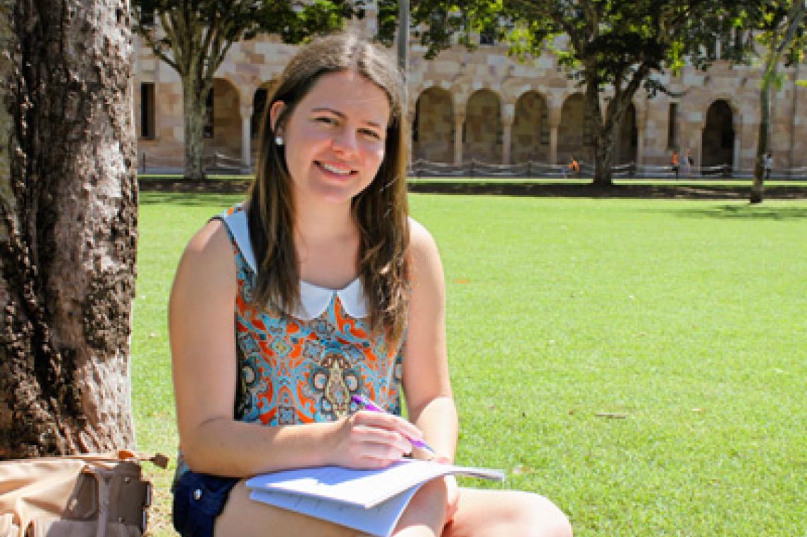 Amy Norman enjoying university life after winning a UQ Vice-Chancellor's scholarship early this year.