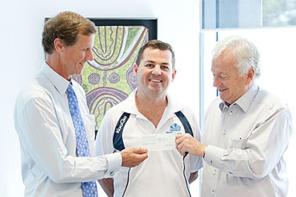 MND and Me Founder Scott Sullivan, QBI Development Board Chair Jeff Maclean, and QBI Director Professor Perry Bartlett