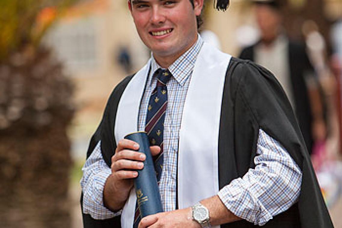 Edward Walton graduated at the UQ Gatton campus yesterday