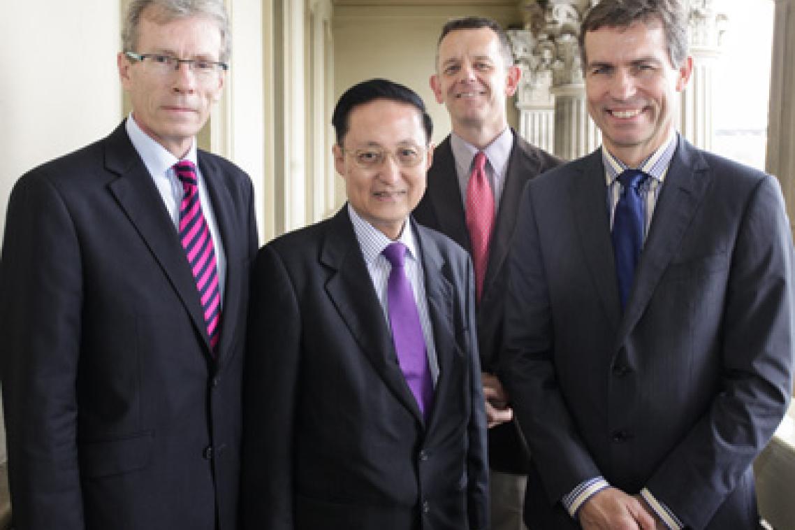 UQ Health Sciences Executive Dean Professor Nicholas Fisk, Professor Christopher Chen, UQ Dean of Medicine and Head of School, Professor David Wilkinson and Vice-Chancellor Professor Peter Høj.