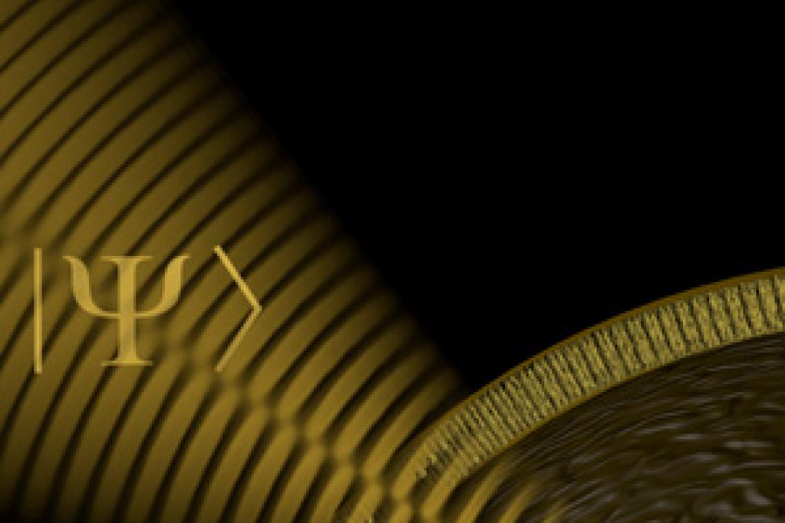 Artist impression of the quantum microscope. A light field with quantum photon interactions is focused through the wall of a cell. Detection of the transmitted field allows enhanced measurement precision of dynamics within the cell. Image credit: Michael Taylor.