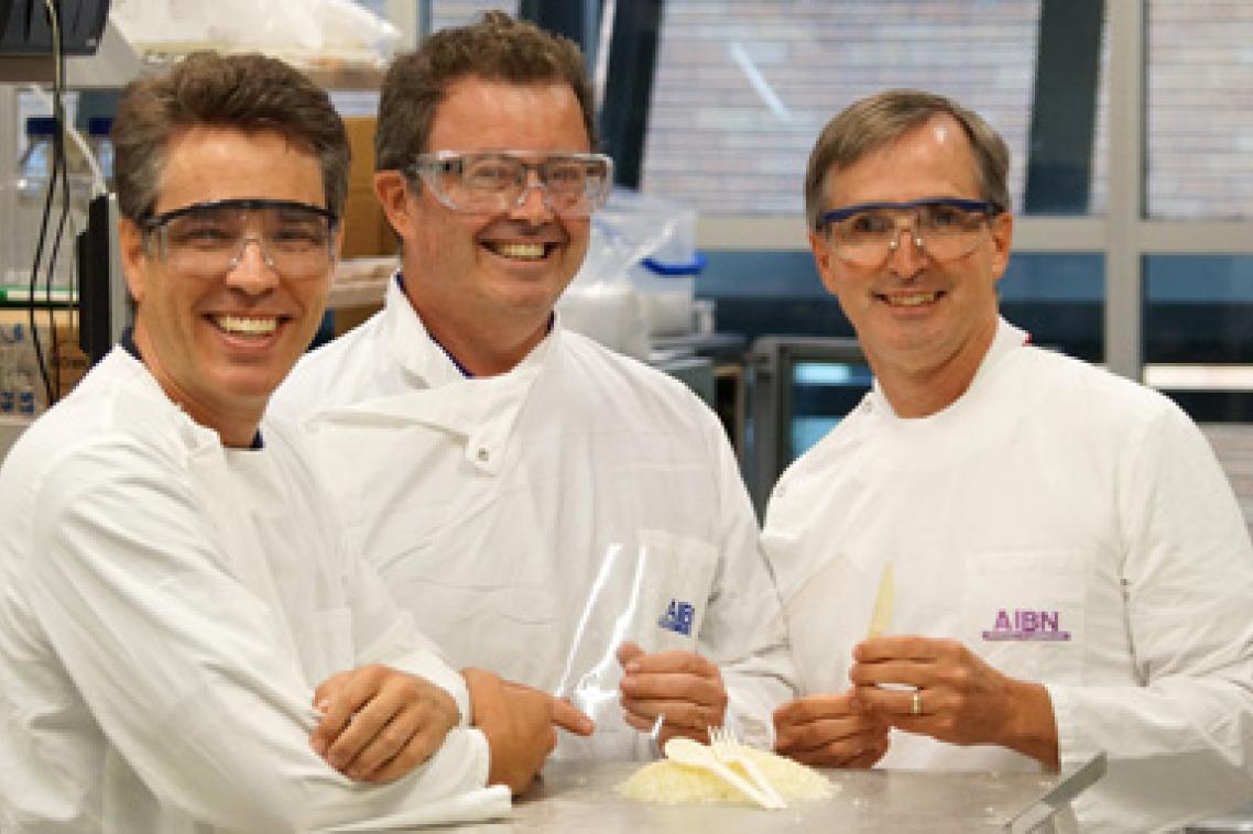 All set for Clean Up Australia Day are, from left, Professor John Dorgan, Professor Peter Halley and Professor Joe Greene.