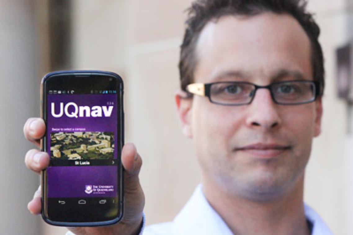 Aaron McDowall of The University of Queensland shows off the UQnav app.