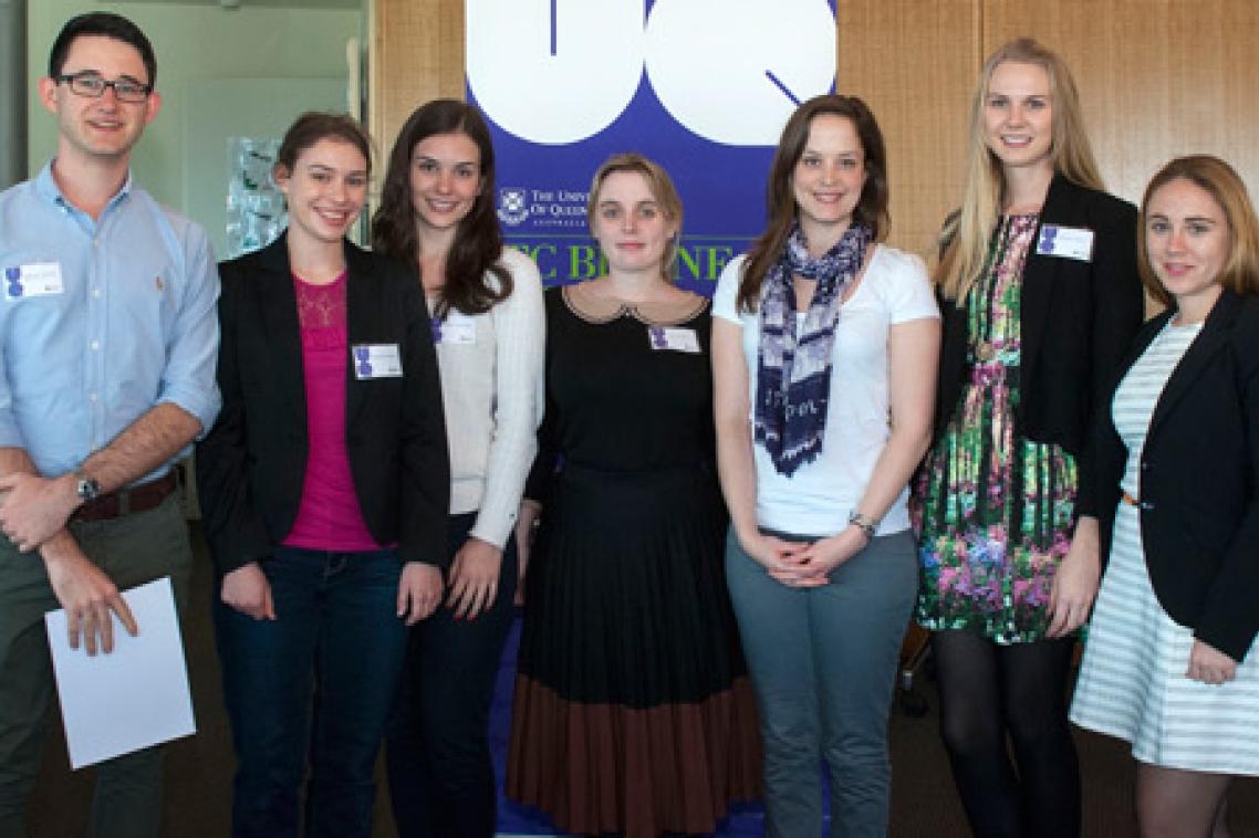 Pictured: Matthew Daniell, Elizabeth Colbran, Catherine Garlick, Victoria Allen, Hannah Baldney, Lindsay Collins and Alexandra Wolhuter.