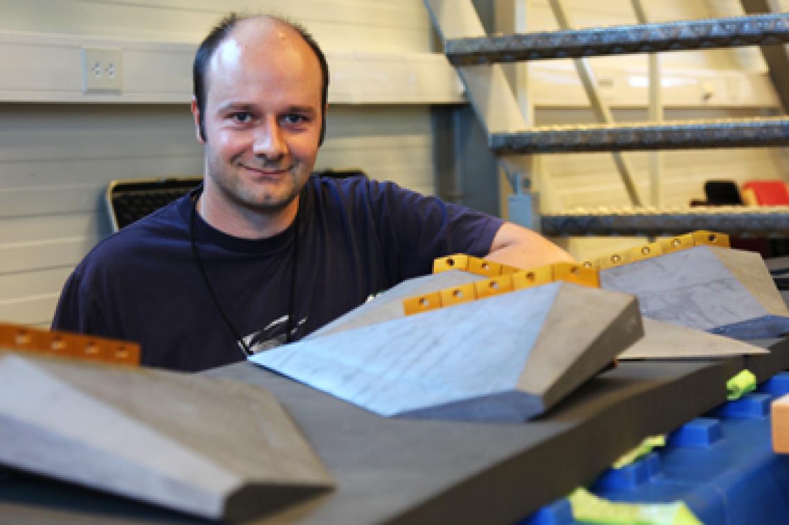Dr Melrose Brown is satisfied that the carbon composite fins made the journey to Norway undamaged.