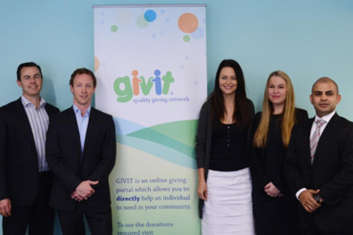 Daniel Yates (MBA), Andrew McGhee (MBA), Juliette Wright (GIVIT CEO), Bridget Delahunty (MBA), Harman Jolly (MBA).