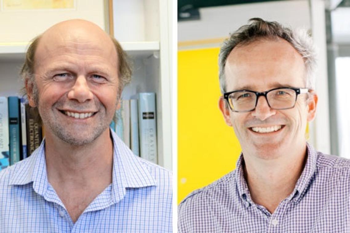 New Fellows ... physicist Professor Timothy Ralph (left) and Professor Phil Hugenholtz. 