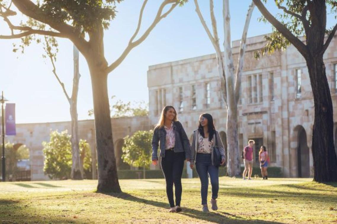 Students walking through University of Queensland campus