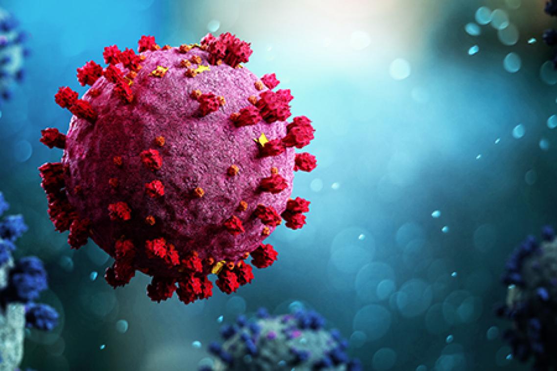 COVID-19 virus with spikes protruding