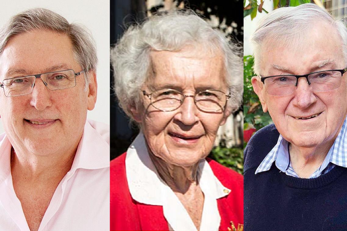 Dr Paul Eliadis AM, left; Mrs Joan Cribb OAM; Emeritus Professor Edward White AM.