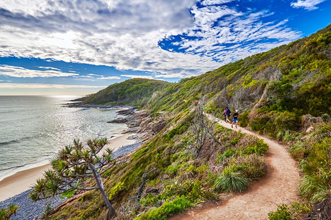 Ocean path winding its way above the ocean at Noosa National Park in Queensland