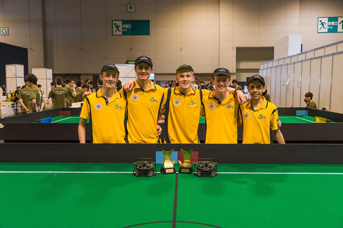 Robocup International Championships third-place winners from Brisbane Boys' College in Nagoya, Japan.