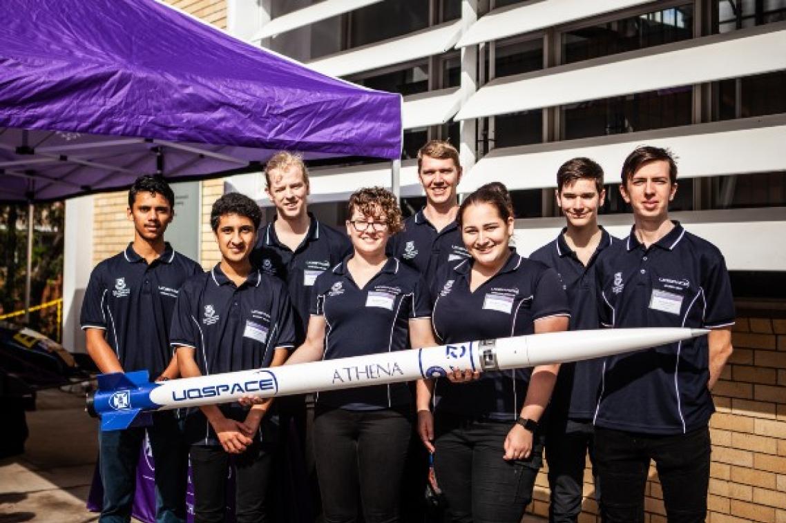 UQ Space, the number one student rocketry organisation, holding their Project Athenia prototype