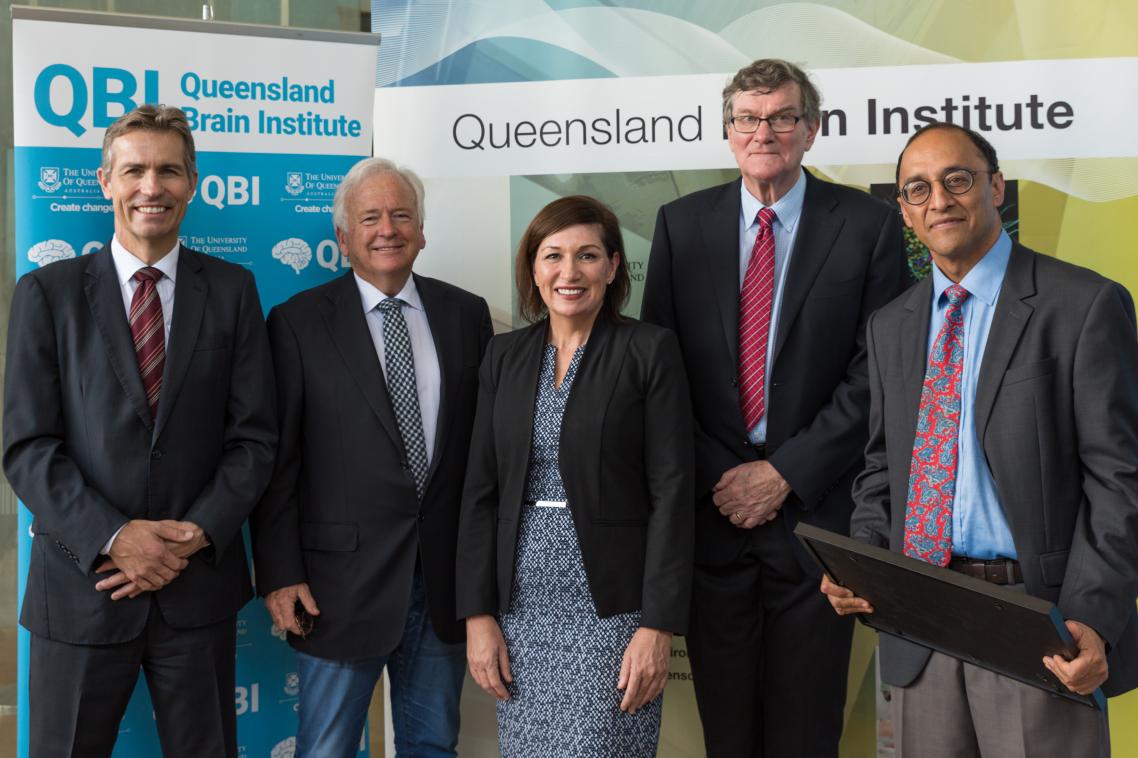 (L-R) UQ VC Peter Høj, Professor Perry Bartlett, The Honorable Leeanne Enoch MP, Emeritus Professor Andrew Boyd, Professor Pankaj Sah
