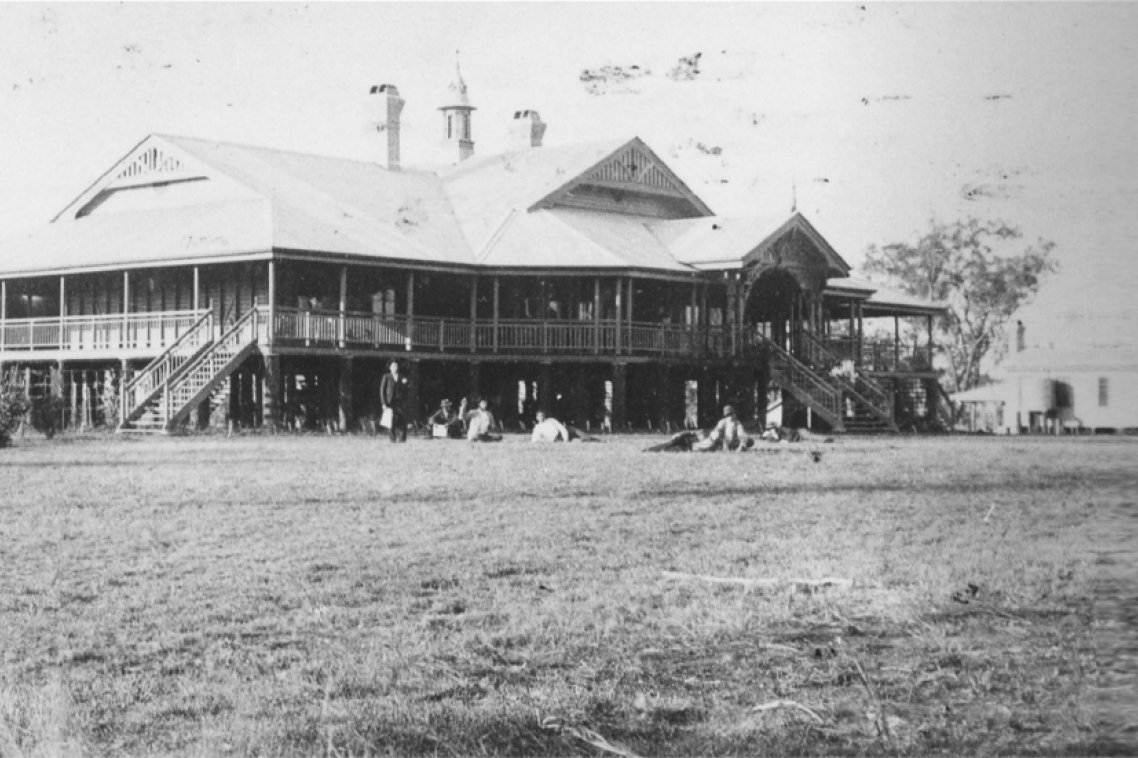 Historic black and white image of Gatton main building