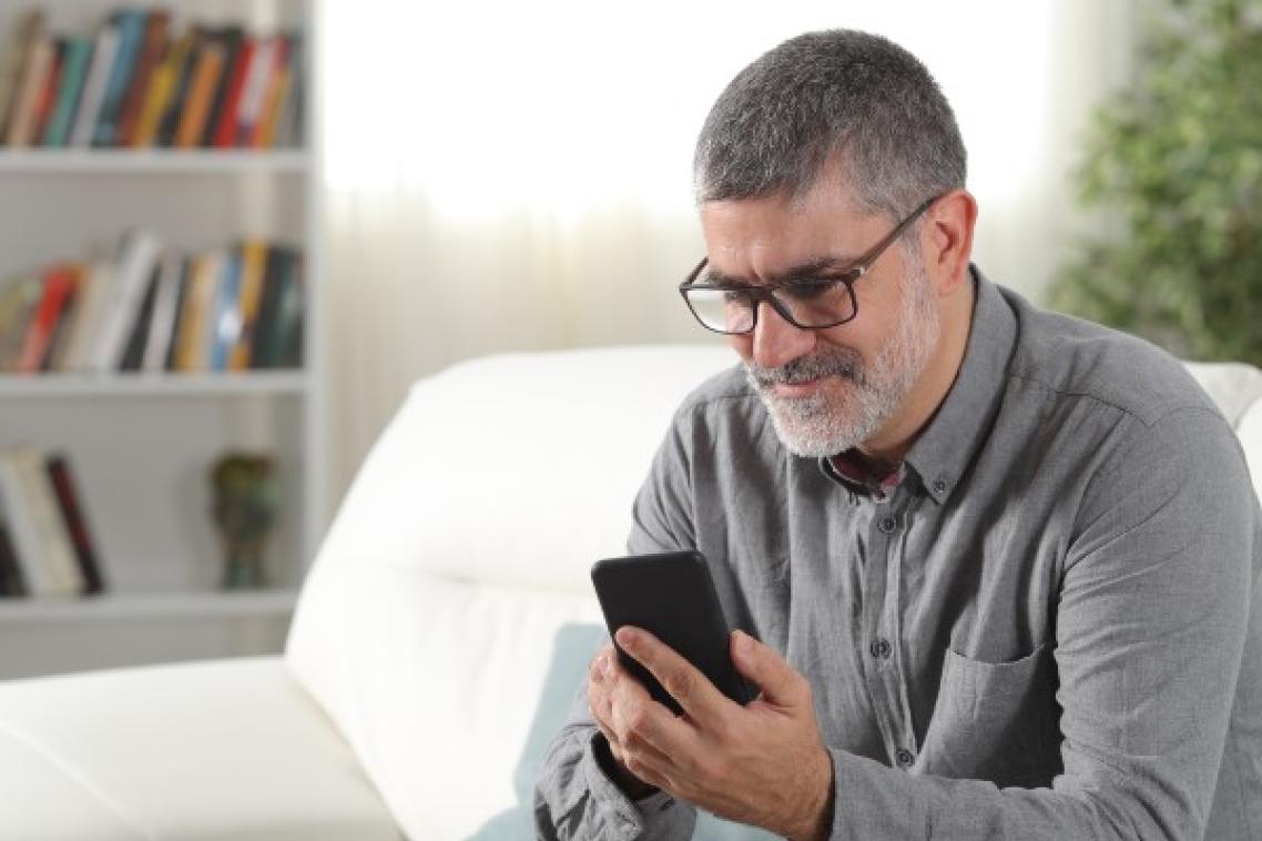 Man using phone app