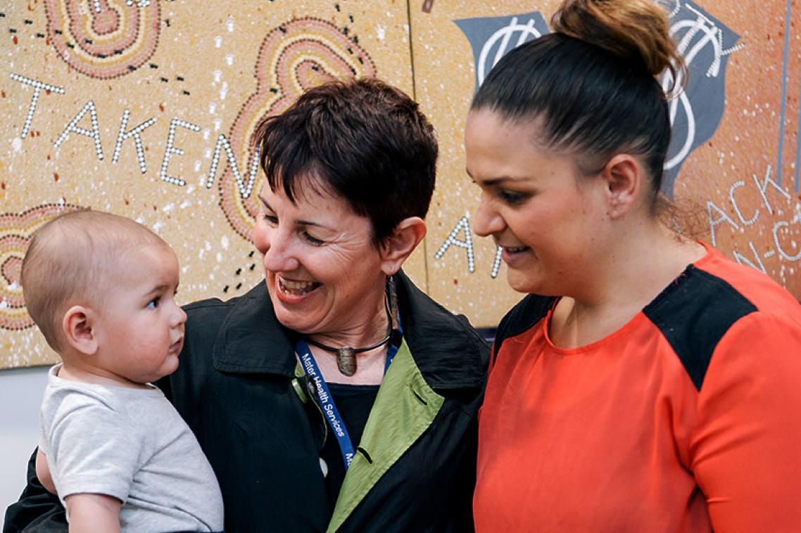 Professor Sue Kildea and Karina Hogan, one of the first mums through the Birthing On Country program