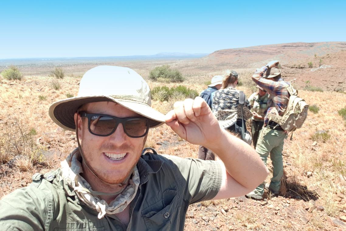 Dr Benjamin Schoville at the archeological site.