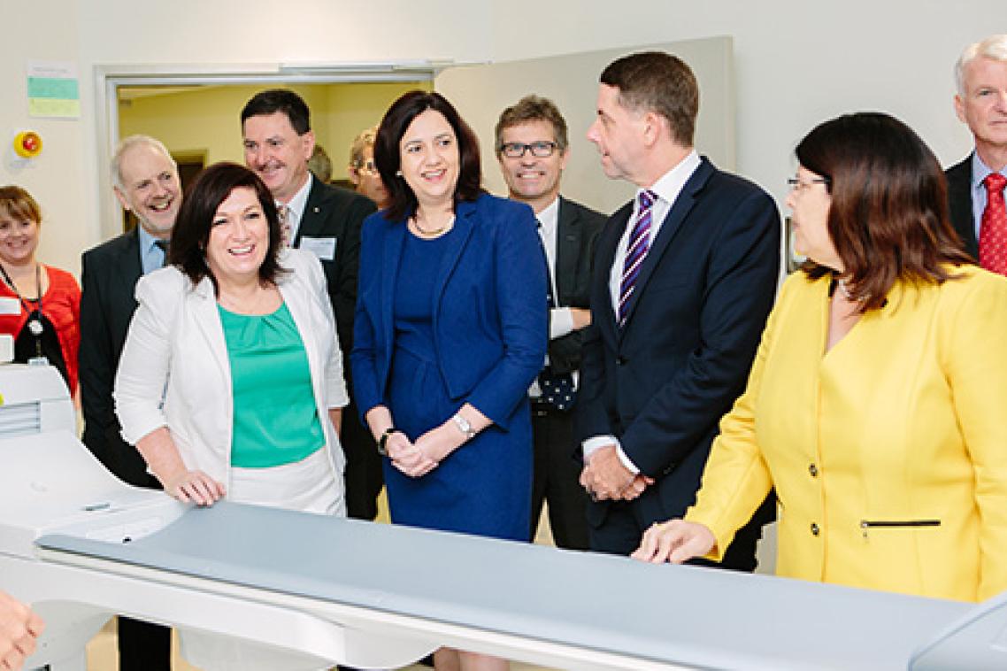  L to R: Professor Frank Gannon, the Hon Leeanne Enoch MP, Dr Paul Alexander AO, the Hon Annastacia Palaszczuk Premier of Queensland, Professor Peter Høj, the Hon Cameron Dick MP, Grace Grace MP, Christopher Coyne