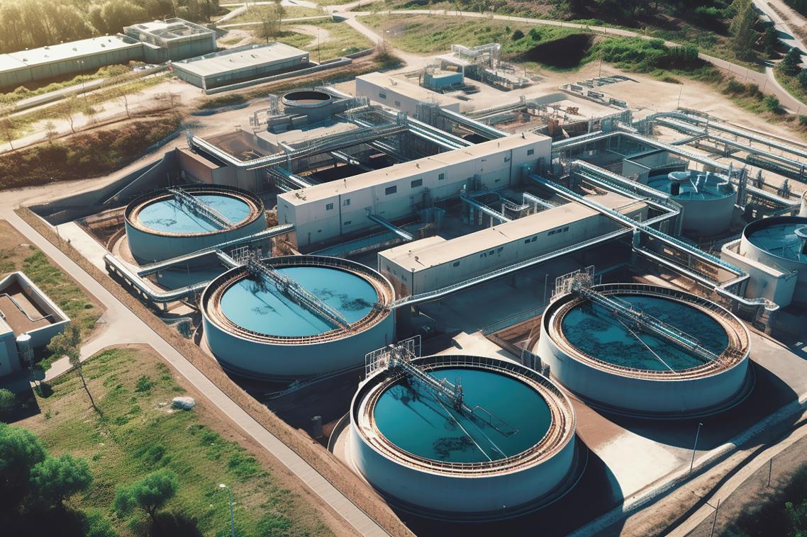 A group of wastewater plants in a line on a sunny day.