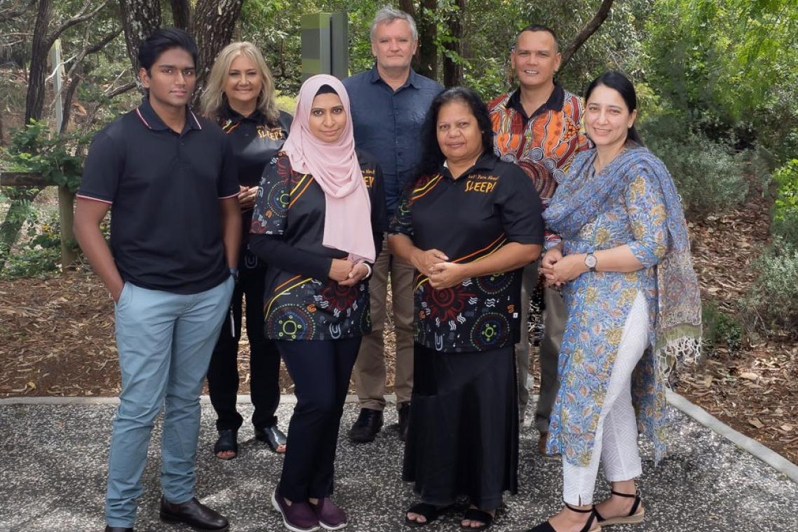 Seven members of the Sleep for Strong Souls project team pose for photo. Image, UQ