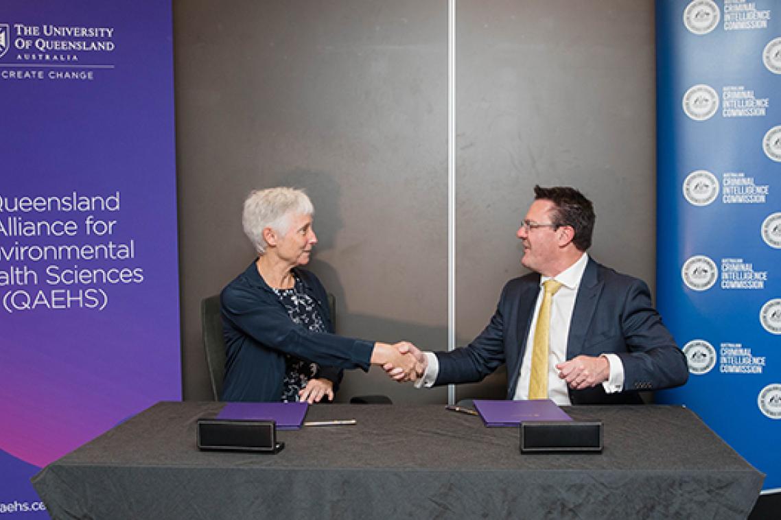 UQ’s Faculty of Health and Behavioural Sciences Associate Dean (Research) Professor Christina Lee and ACIC Chief Executive Officer Mr Michael Phelan APM