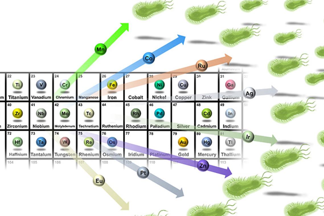 Graphic illustration of chemical elements and bacteria