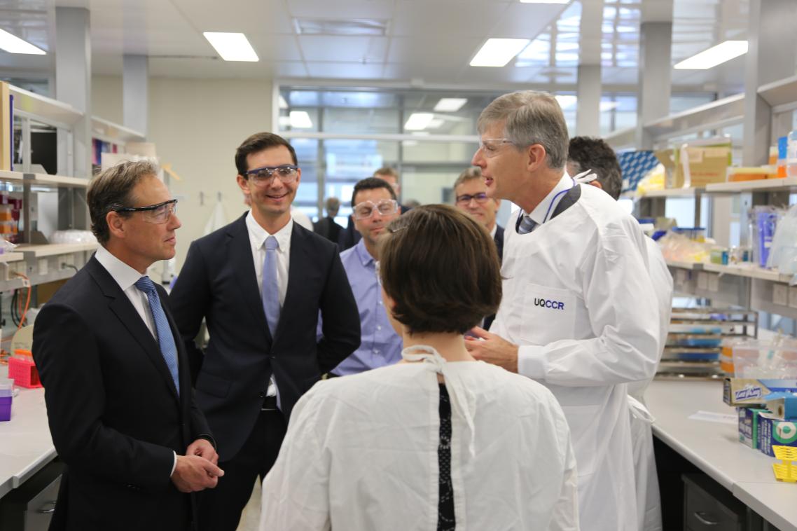 Professor David Paterson with Federal Minister Greg Hunt and others in the laboratory