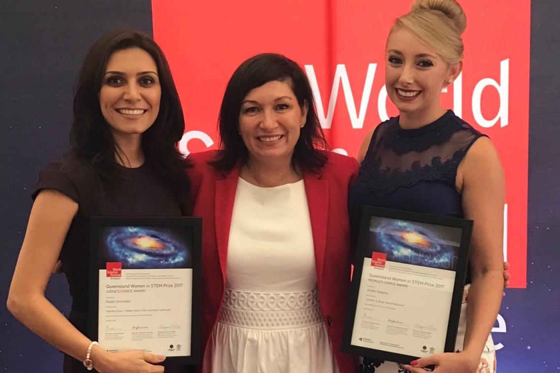 Dr Nasim Amiralian, Minister Leeanne Enoch and Ms Jordan Debono at the awards on Sunday.