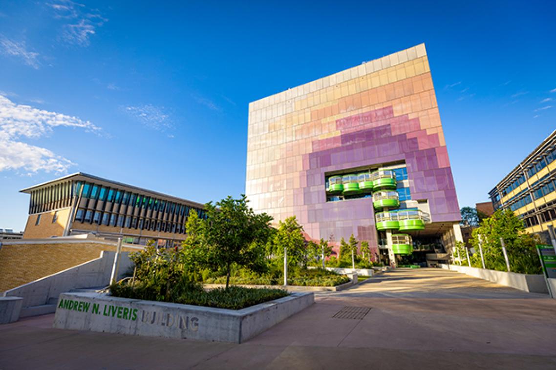 The outside of the Andrew N. Liveris building.